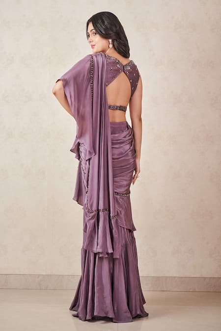 Sammohi By Moksha And Hiral Pre-Draped Ruffle Saree With Embroidered Blouse 