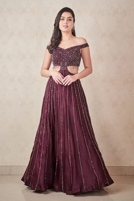 SAMMOHI BY MOKSHA AND HIRAL Sequins Hand Embroidered Gown 