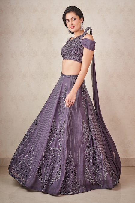 Buy Sammohi By Moksha And Hiral Grey Silk Organza Crystals Asymmetric Embroidered Blouse And Lehenga Set Online at Aza Fashions Buy_Sammohi By Moksha And Hiral_Grey Silk Organza Crystals Asymmetric Embroidered Blouse And Lehenga Set _Online_at_Aza_Fashions