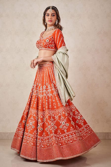SAMMOHI BY MOKSHA AND HIRAL Zardosi Work Blouse Bridal Lehenga Set 