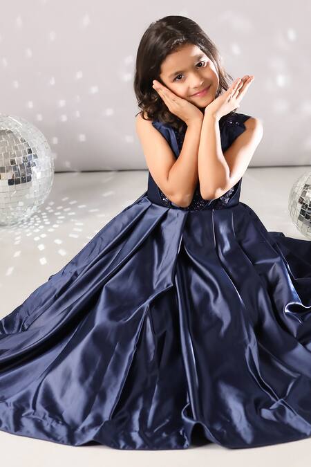 Casa Ninos_Blue Silk Sequins Embroidered Gown _at_Aza_Fashions