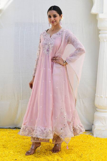 Buy Label Niti Bothra Pink Silk, Brocade, Chiffon Tassels, Embroidery Banaras Anarkali Palazzo Set Online at Aza Fashions Buy_Label Niti Bothra_Pink Silk, Brocade, Chiffon Tassels, Embroidery Banaras Anarkali Palazzo Set _Online_at_Aza_Fashions