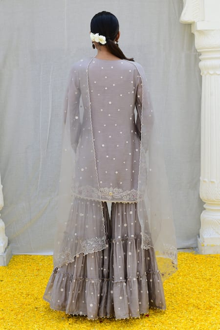 Label Niti Bothra Banaras Silk Embroidered Kurta Sharara Set 