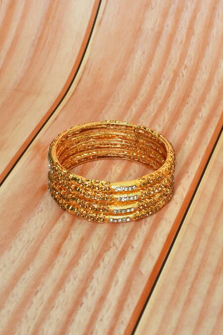 Nazaakat By Samara Singh Brown Stones Encrusted Bangles - Set Of 4 2