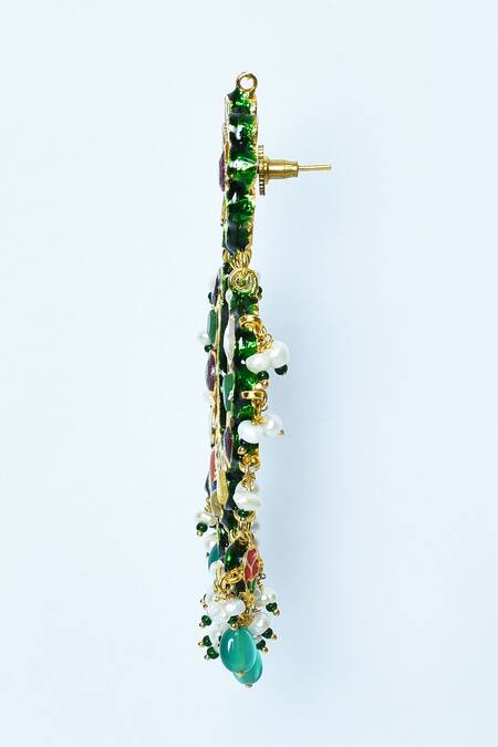 Vivinia By Vidhi Mehra_Multi Color Diamonds, Stones Navratna Embellished Chandbalis _Online_at_Aza_Fashions