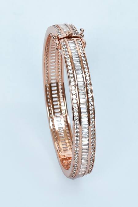 Vivinia By Vidhi Mehra_Gold Plated Zari Embellished Zircon Diamonds Bangles - Set Of 2 _Online_at_Aza_Fashions
