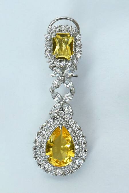 Vivinia By Vidhi Mehra Yellow Stones Embellished Layered Necklace Set at Aza Fashions Vivinia By Vidhi Mehra_Yellow Stones Embellished Layered Necklace Set _at_Aza_Fashions