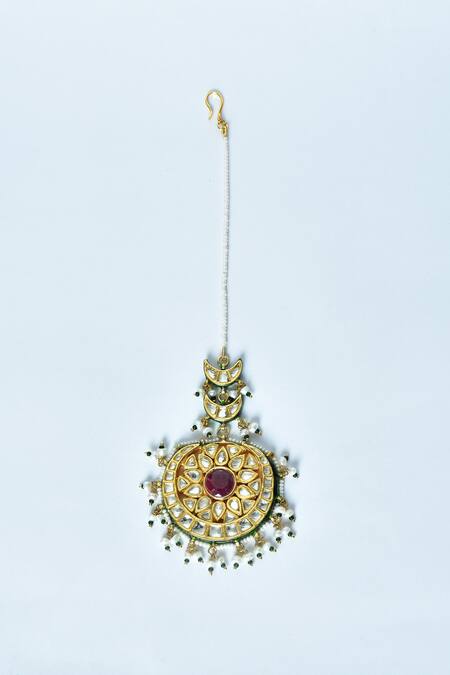 Vivinia By Vidhi Mehra Pink Kundan And Stones Embellished Maangtikka Online at Aza Fashions Vivinia By Vidhi Mehra_Pink Kundan And Stones Embellished Maangtikka _Online_at_Aza_Fashions