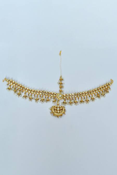 Vivinia By Vidhi Mehra_Gold Plated Kundan Embellished Mathapatti _Online_at_Aza_Fashions