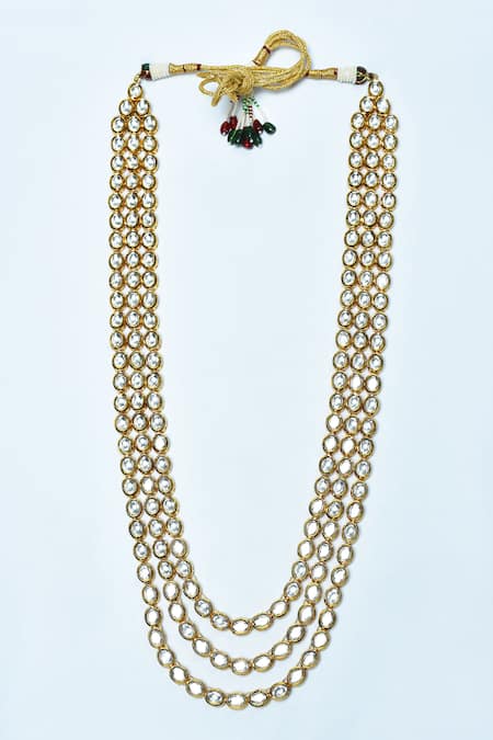 Vivinia By Vidhi Mehra_Gold Plated Kundan Polki Embellished Layered Necklace _Online_at_Aza_Fashions