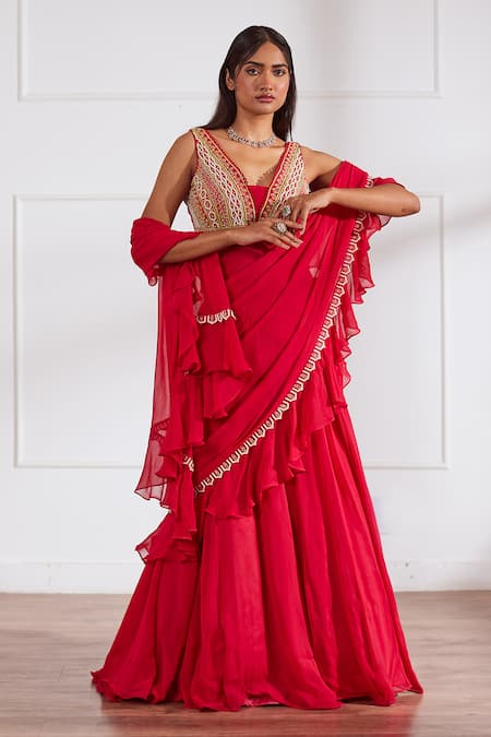 Sonal Pasrija Lehenga Saree & Embroidered Blouse Set 