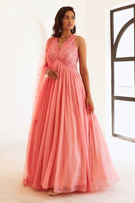 Sonal Pasrija Cutdana Embellished Yoke Anarkali With Dupatta 