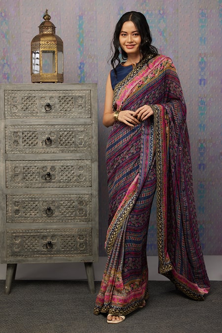 Soup by Sougat Paul Ikaya Printed Pre-Stitched Saree With Blouse 