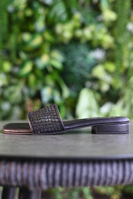 Buy Miraki Black Embellished Rhinestone Slip-on Flats Online at Aza Fashions Buy_Miraki_Black Embellished Rhinestone Slip-on Flats _Online_at_Aza_Fashions