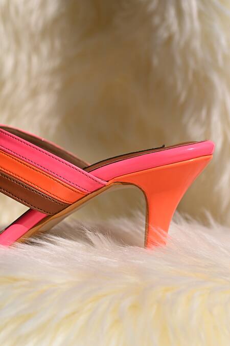 Miraki_Multi Color Geometric Cutout Slip On Heels _Online_at_Aza_Fashions