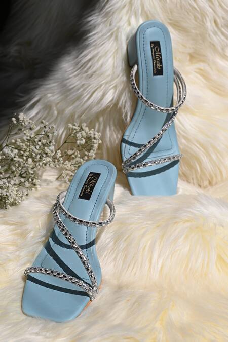 Silver and outlet blue heels