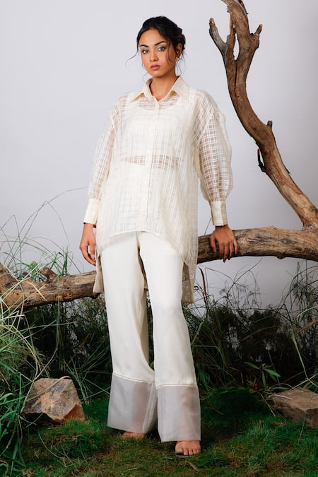 OMANA BY RANJANA BOTHRA Checkered Applique Shirt & Pant Set 
