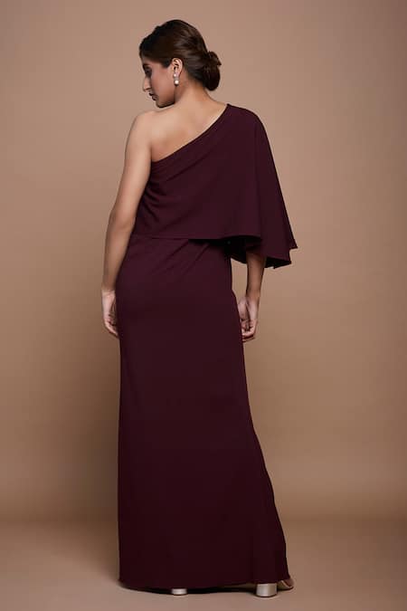 Vyasa By Urvi Hand Embroidered One-Shoulder Gown 