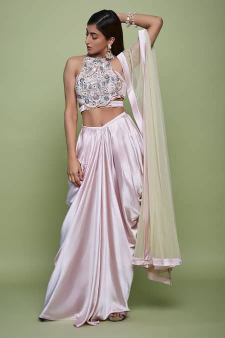 Vyasa By Urvi Hand Embroidered Crop Top Skirt Set 