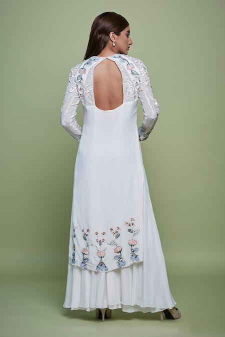 Vyasa By Urvi Sequin Floral Embroidered Kurta With Sharara 