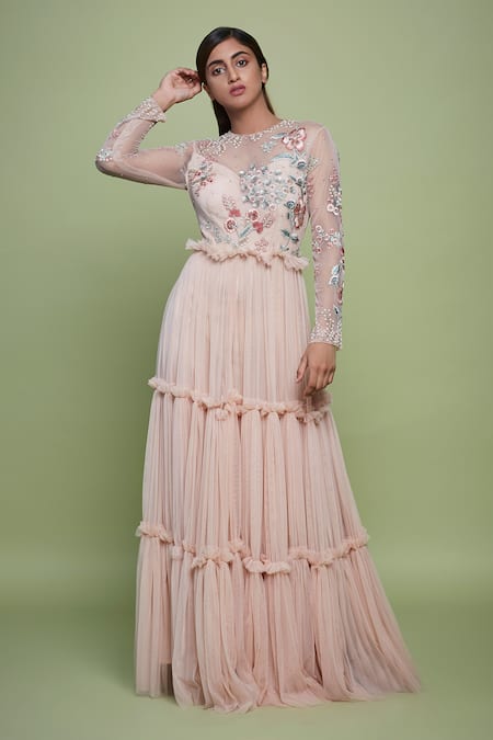 Vyasa by Urvi Floral Bloom Embroidered Bodice Gown 