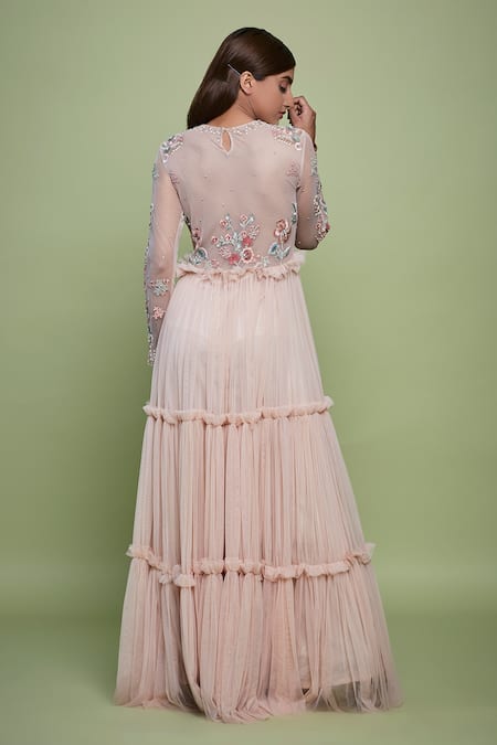 Vyasa By Urvi Floral Bloom Embroidered Bodice Gown 