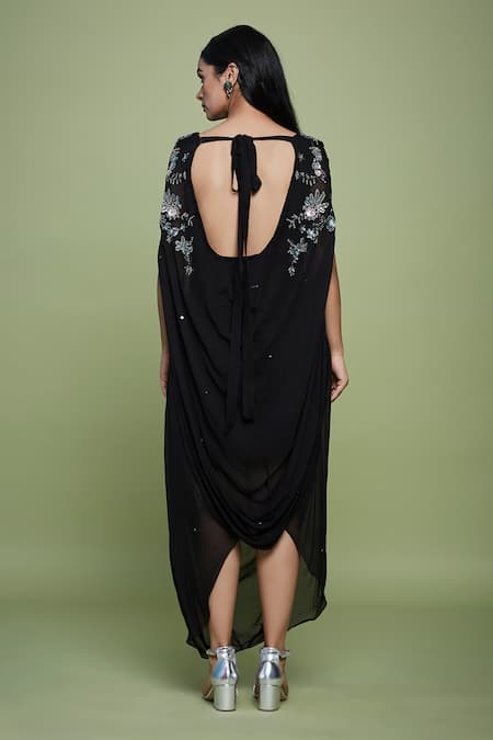 Vyasa By Urvi Floral Embroidered Cowl Dress 