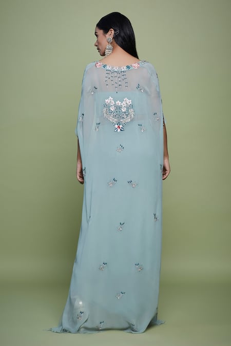 Vyasa By Urvi Floral Embroidered Cape & Drape Skirt Set 