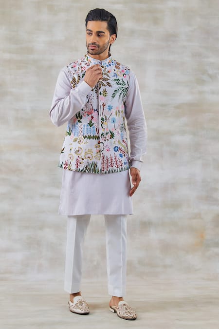 Maroon, Pink And White Baap Beta Nehru Jacket Kurta Pyjama set - Absolutely  Desi
