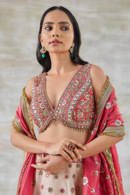 Studio Bagechaa_Pink Silk, Chanderi Gota Patti, Mirrors, Haar Shringar Embellished Lehenga Set_Online_at_Aza_Fashions