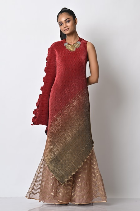 Kiran Uttam Ghosh Pleated & Draped Dress 