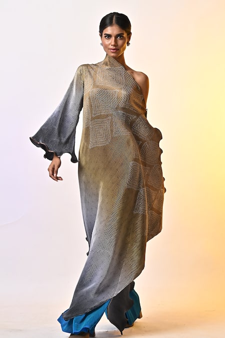 Kiran Uttam Ghosh Tribal Print Ombre Draped Kaftan 