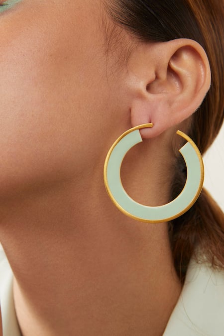 Zohra Green Arianna Hoops Online at Aza Fashions Zohra_Green Arianna Hoops _Online_at_Aza_Fashions