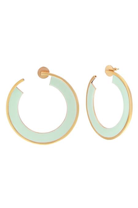 Shop Zohra Green Arianna Hoops Online at Aza Fashions Shop_Zohra_Green Arianna Hoops _Online_at_Aza_Fashions
