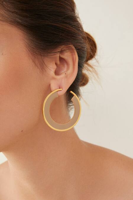 Zohra Beige Arianna Circle Hoops Online at Aza Fashions Zohra_Beige Arianna Circle Hoops _Online_at_Aza_Fashions