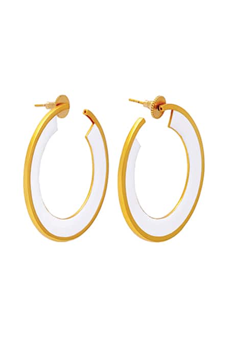 Zohra_White Arianna Circle Hoops _Online_at_Aza_Fashions