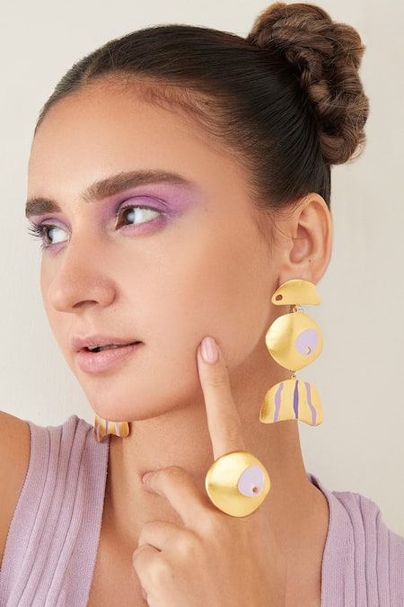 Zohra White Bianca Abstract Pattern Earrings
