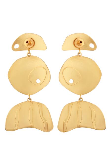 Buy_Zohra_White Bianca Abstract Pattern Earrings _Online_at_Aza_Fashions