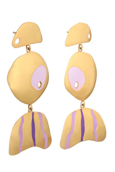 Shop_Zohra_White Bianca Abstract Pattern Earrings _Online_at_Aza_Fashions
