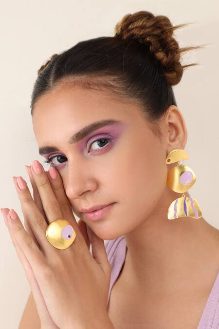 Zohra_White Bianca Abstract Pattern Earrings _at_Aza_Fashions