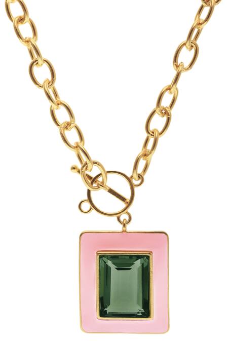 Zohra Pink Camilla Amethyst Embellished Necklace Online at Aza Fashions Zohra_Pink Camilla Amethyst Embellished Necklace _Online_at_Aza_Fashions