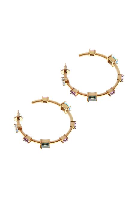 Zohra Gold Plated Stones Eleonora Embellished Hoops at Aza Fashions Zohra_Gold Plated Stones Eleonora Embellished Hoops _at_Aza_Fashions