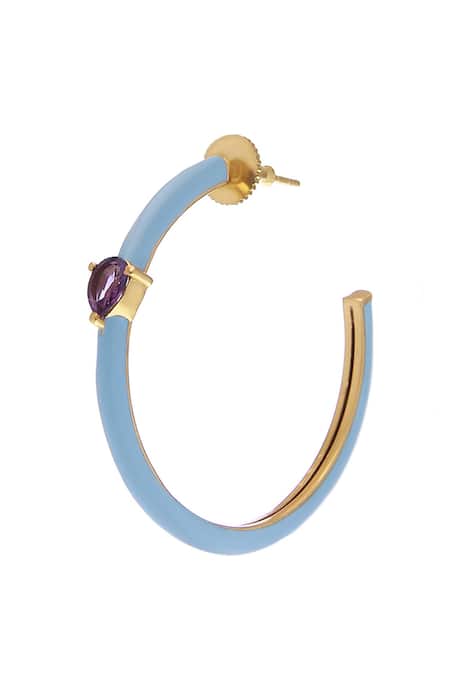 Zohra_Blue Stones Elisa Embellished Hoops _Online_at_Aza_Fashions