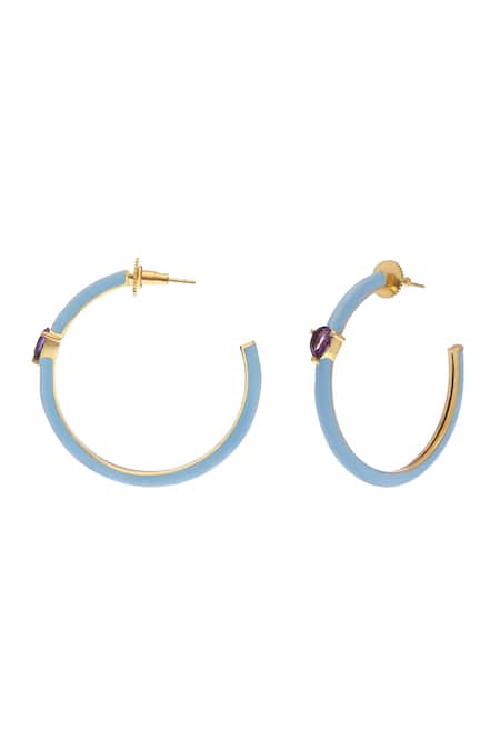 Buy_Zohra_Blue Stones Elisa Embellished Hoops _Online_at_Aza_Fashions