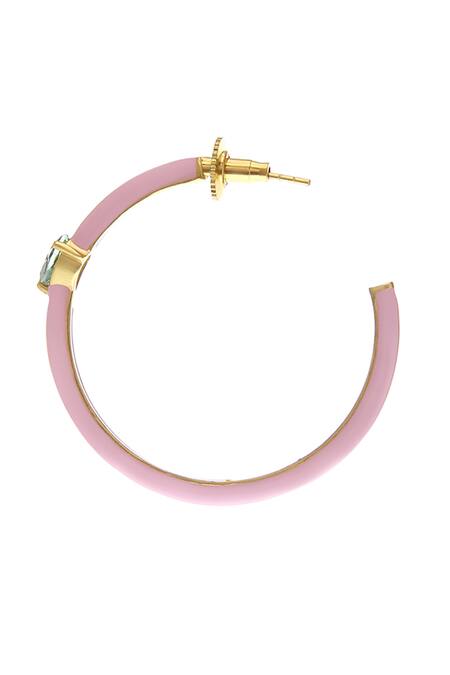 Buy_Zohra_Pink Stones Elisa Embellished Hoops _Online_at_Aza_Fashions