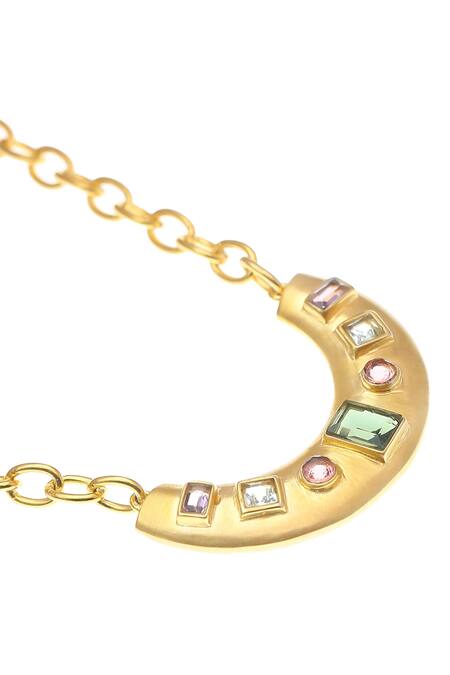 Buy_Zohra_Gold Plated Francesca Embellished Necklace _Online_at_Aza_Fashions