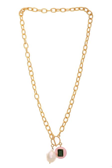 Buy_Zohra_Pink Gabriella Embellished Necklace _Online_at_Aza_Fashions