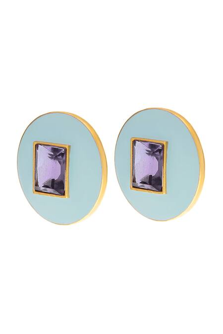 Zohra_Blue Stones Gabriella Embellished Studs _Online_at_Aza_Fashions