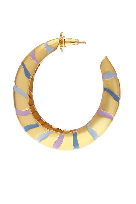 Shop_Zohra_Blue Lucia Enamelled Hoops _Online_at_Aza_Fashions