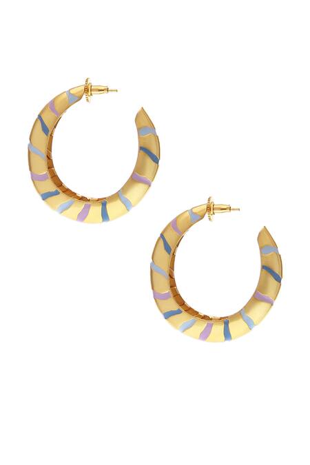 Zohra_Blue Lucia Enamelled Hoops _at_Aza_Fashions
